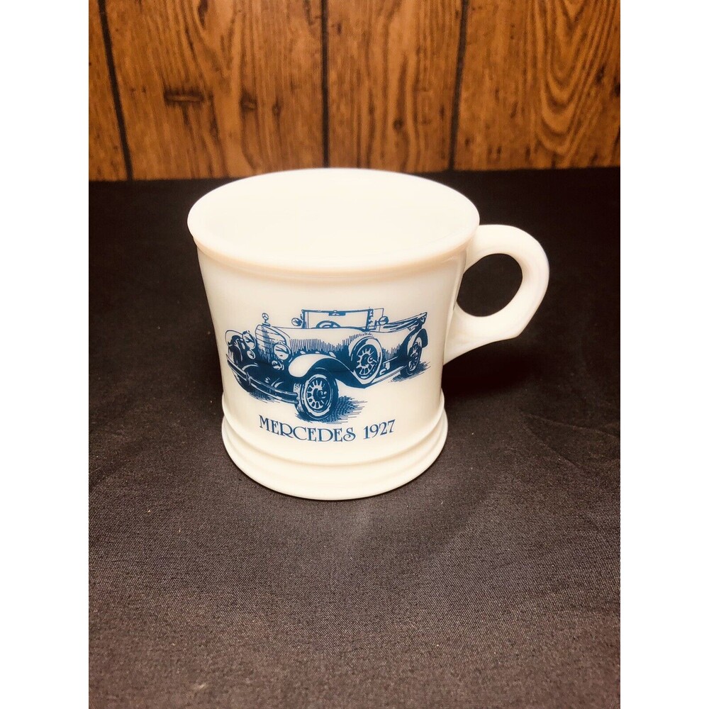 Vintage Mercedes 1927 Car Milk Glass Shaving Mug Surrey Made In USA
